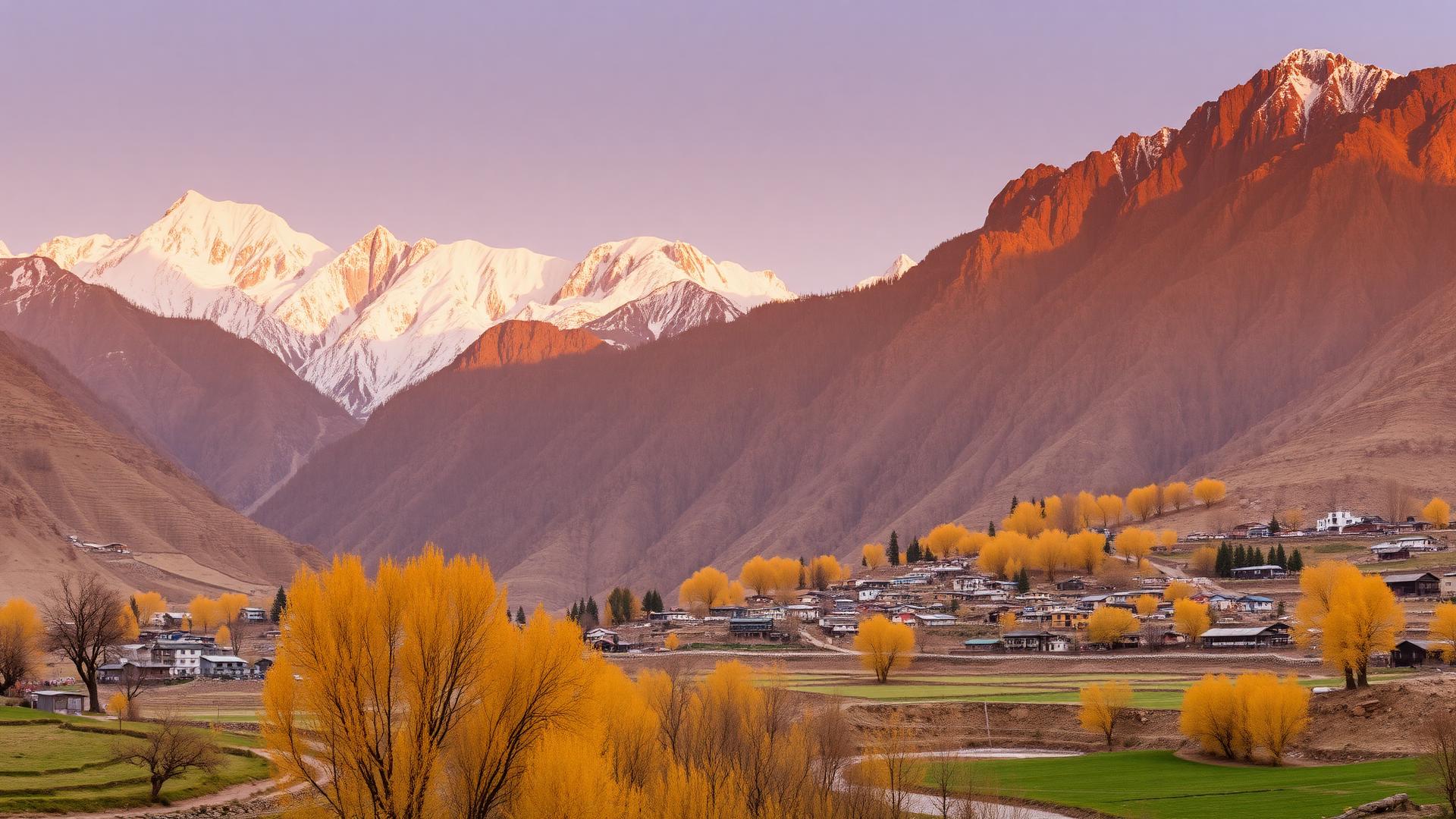Hunza Valley in golden autumn beneath the Karakoram peaks